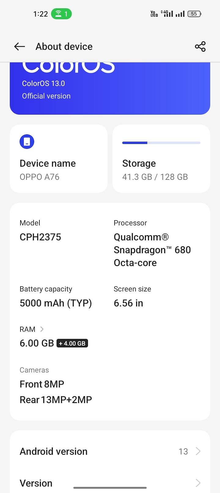 OPPO A76 6