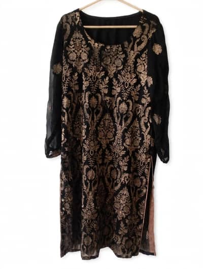 Black and Gold chiffon suit | Ready to wear |