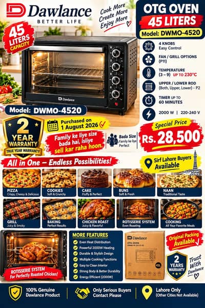 Dawlance dwmo 4520 oven 45 liter