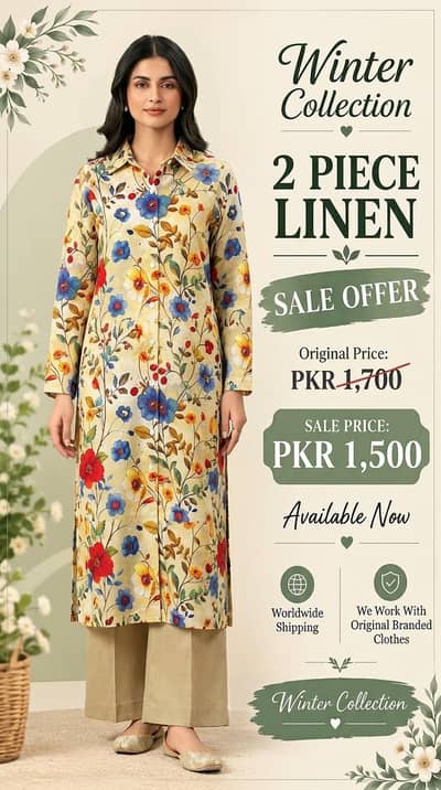New unstitched Linen 2 Piece Ladies Suit – Beautiful Design