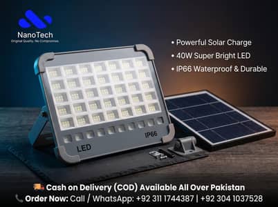NanoTech 40W solar led flood light - super bright & water proof