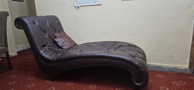 Brown Leather Chaise Lounge Sofa