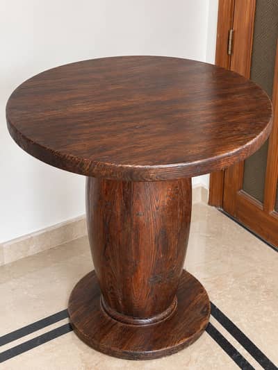 Rustic Wooden Round Pedestal Table