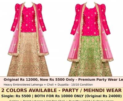 Party wear lehnga choli Original price 12000, Now 5500 - Mehndi_ 2 col
