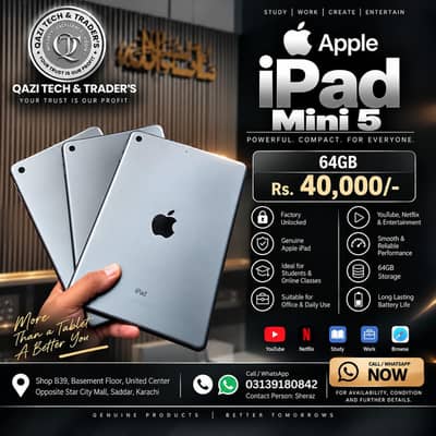 Apple iPad Mini 5 | 64GB Storage | Factory Unlocked