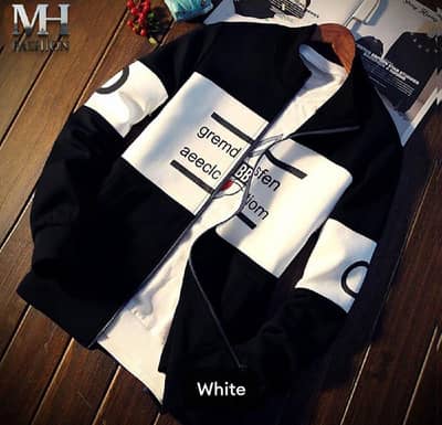 Men's Black & White Fleece Jacket