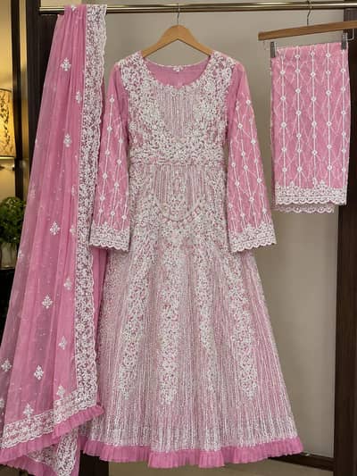 Gulaal Luxury Bridal Maxi – Silver Embroidered Wedding Dress