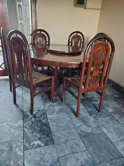 pure sheesham wood dinning table with 6 chairs