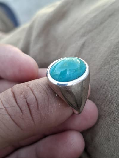 Natural Irani Nishapuri Feroza Silver Ring