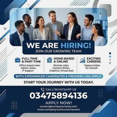 We are hiring staff male and females