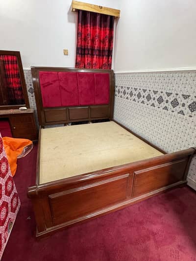 Complete Wooden Bedroom Set with Double Bed, Dressing Table and; Sofa