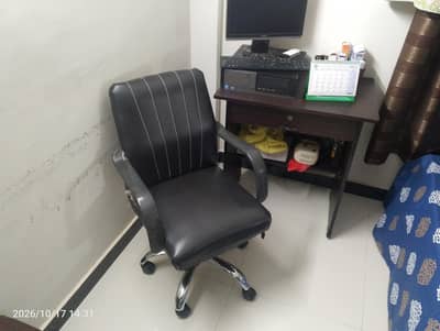 small Wooden computer table with drawer & with chair