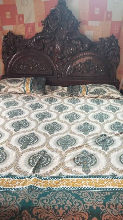 Urgent sale Pure wooden Chaneouti design Bed with 2 bed daraz dressing