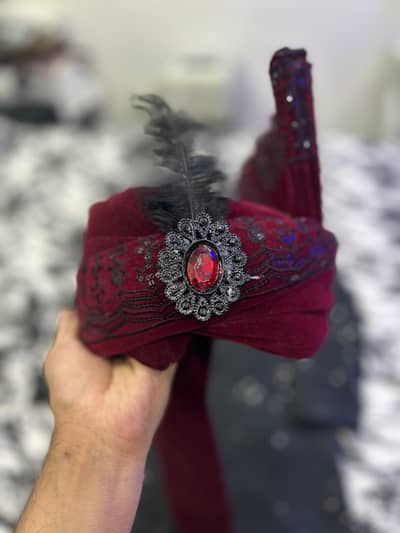Black Groom Sherwani + plus Mahroon Kola