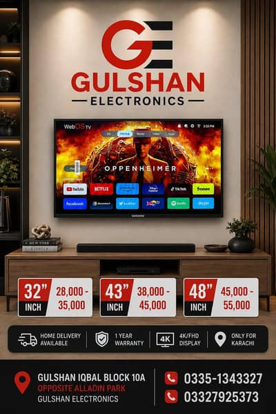 LED TV 43" 32" 48" 55" 65" 75" INCH SAMSUNG LG HISENSE TCL ANDROID 4K