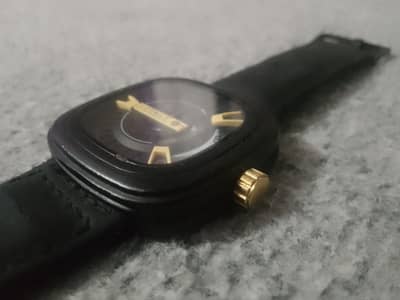 LEEWAS Square Dial Fashion Watch-Black PU/Faux Leather -Quartz