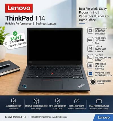Lenovo Thinkpad T14 Core i7 11th Gen 16GB RAM 256SSD