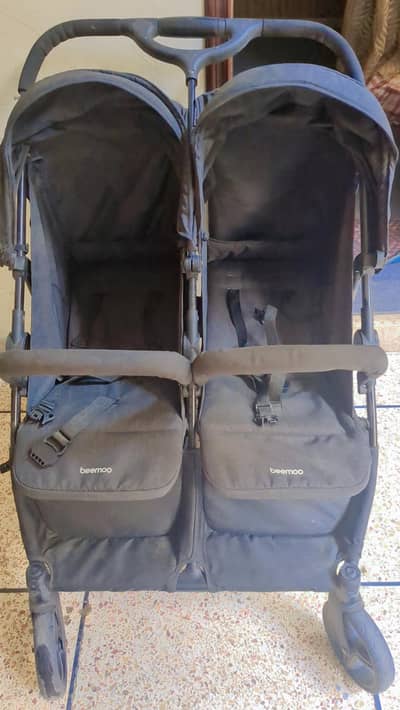 imported black twin pram\ stroller