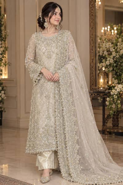 Luxury Bridal Dress | Heavy Embroidered Bridal Suit | Medium size