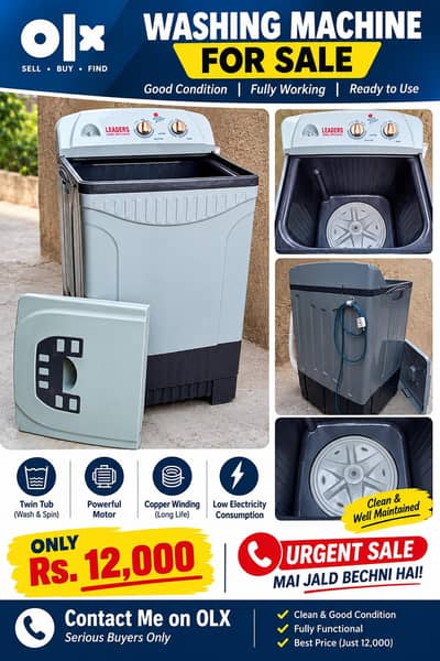Leaders Washing Machine Twin Tub – Urgent Sale