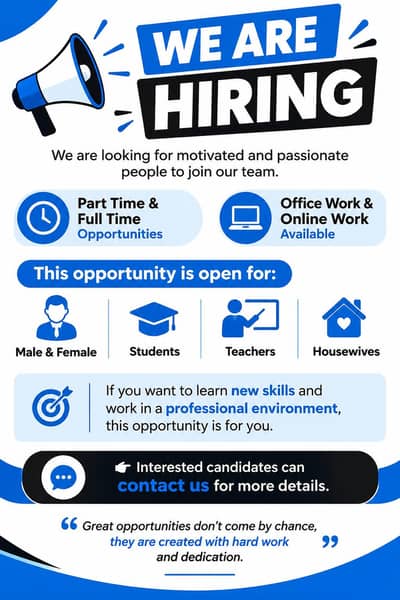 we are hiring staff full time part time and home bas d