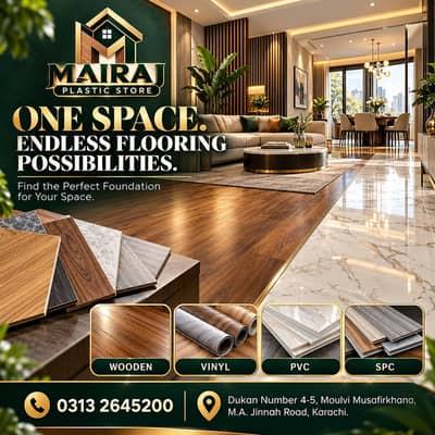 Wooden Flooring, Vinyl, PVC & SPC Flooring for Home in Karachi