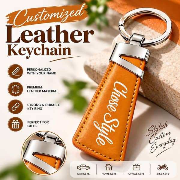 Customized Leather Keychain with Name