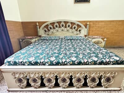 Deco paint King size bed with spring mattress.