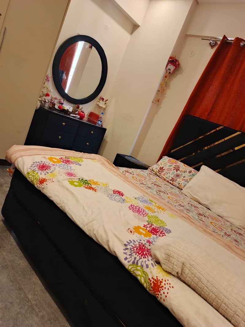Brand new bed with dressing table mirror 2 Sid table 3