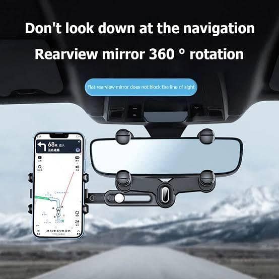 Universal 360 Car Rearview Mirror Phone Holder for Safe Driving