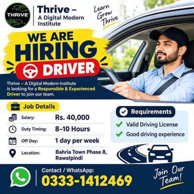 Experienced Driver Required in Bahria Town Phase 8 Rawalpindi