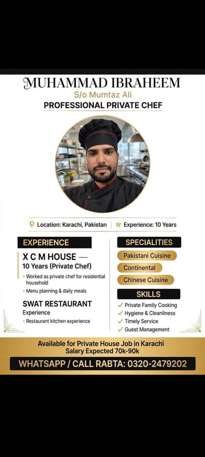 Professional Private Chef for Family - Buffer Zone Karachi
