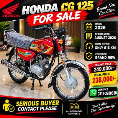 Honda CG 125 2026 Brand New Condition
