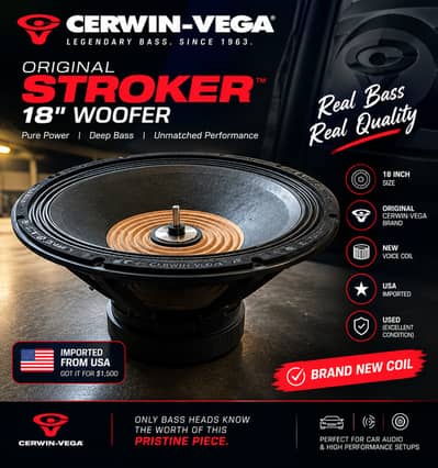 Original Cerwin-Vega 18” Stroker Subwoofer | USA Imported | New Coil