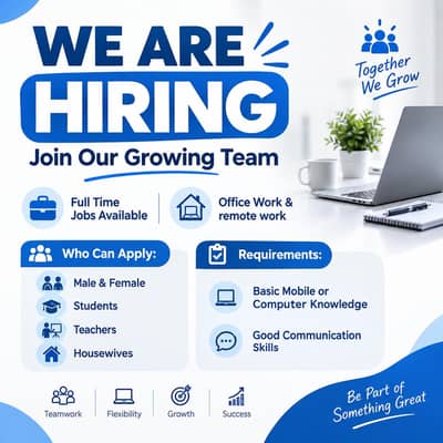 We are hiring staff for full time,part time and home base
