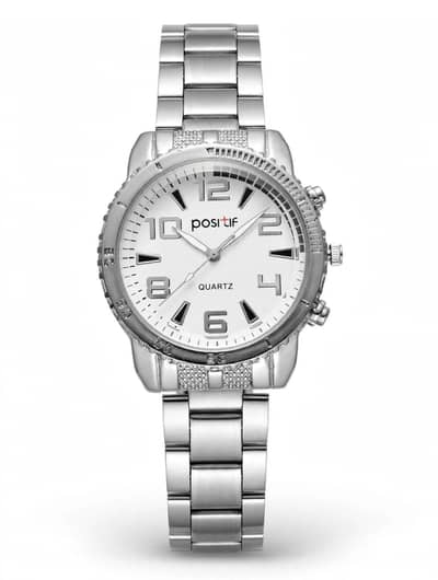 positif Quartaz men watch silver chain stylish dial New