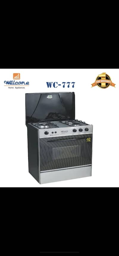 Welcome 3 Burner Gas Cooking Range WC-777 - Black and Grey