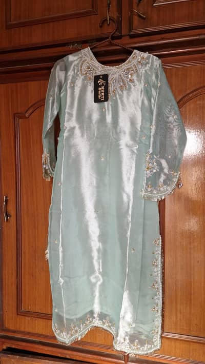 Elegant Sea Green Embroidered fancy dress