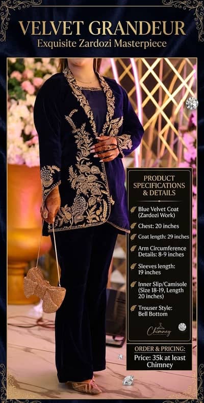 Velvet party wear coat and pants