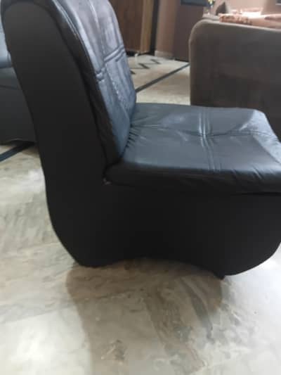 1 seater  black leather sofa