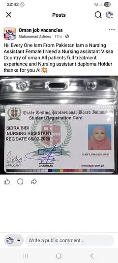 I Need A Job iam a Nurssing Assistant Deploma Holder Female