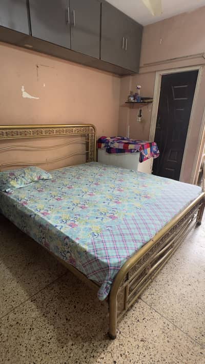 King Size Iron Bed with Mattress Diamond Spring Mattress