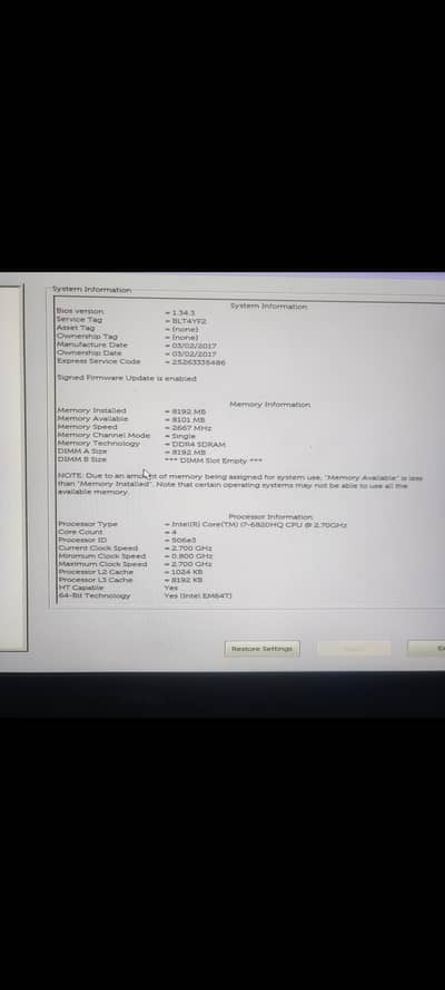 Dell E5470 8 gb ddr4  ram 256 ssd