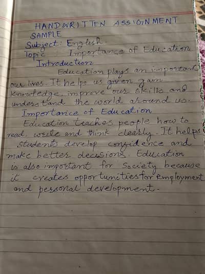 Handwritten Assignments & Notes Writing Service