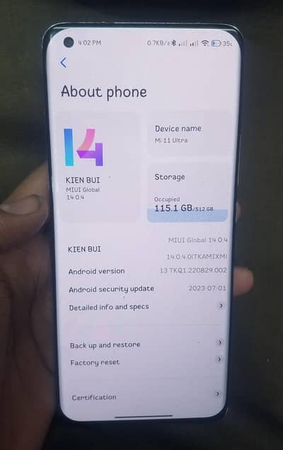 Xiaomi Mi 11 Ultra 12/512 Only Back crack 120X camera