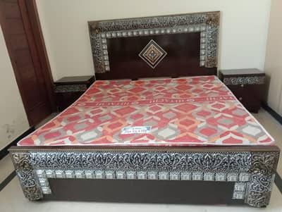 Bed with Side tables, Dressing table and Mattress