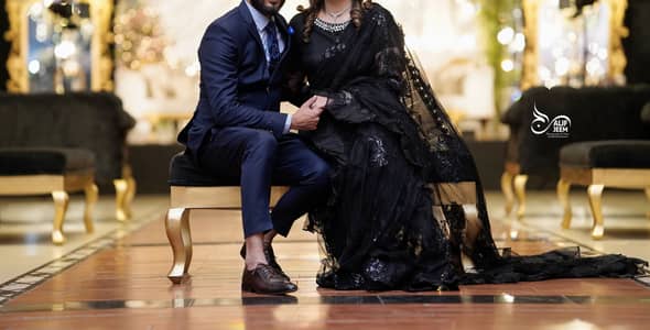 Black net saree