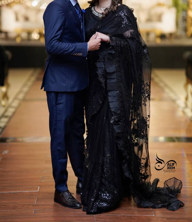 Black net saree 1