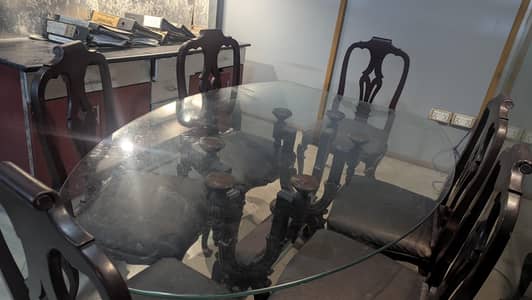 Vintage Sheesham Wood Dining Table with chairs