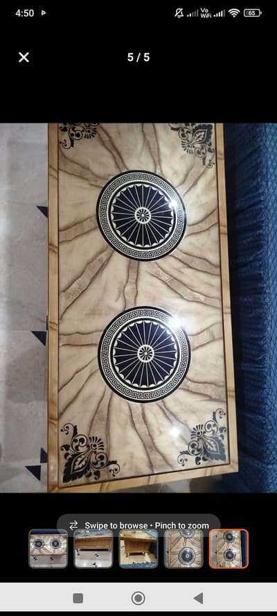 *Wooden Center Table with Glass Top For Sale